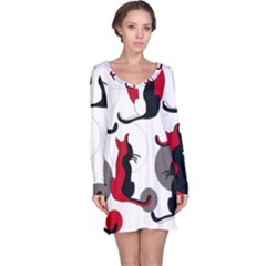 Elegant Abstract Cats  Long Sleeve Nightdress by Valentinaart