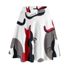 Elegant Abstract Cats  High Waist Skirt by Valentinaart