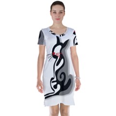 Elegant Abstract Cat  Short Sleeve Nightdress by Valentinaart