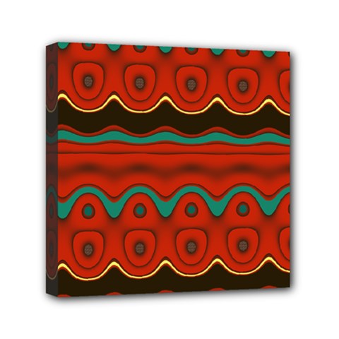 Orange Black And Blue Pattern Mini Canvas 6  X 6 