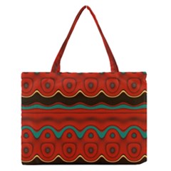 Orange Black And Blue Pattern Medium Zipper Tote Bag