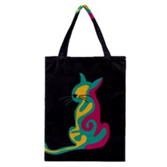 Colorful Abstract Cat  Classic Tote Bag by Valentinaart