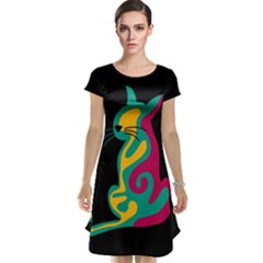 Colorful Abstract Cat  Cap Sleeve Nightdress by Valentinaart