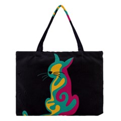 Colorful Abstract Cat  Medium Tote Bag by Valentinaart