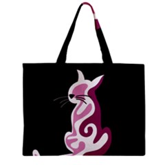 Pink Abstract Cat Zipper Mini Tote Bag by Valentinaart