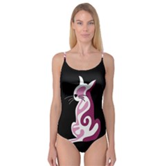 Pink Abstract Cat Camisole Leotard  by Valentinaart