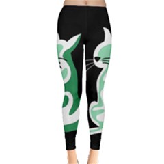 Green Abstract Cat  Leggings  by Valentinaart