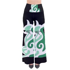 Green Abstract Cat  Pants by Valentinaart