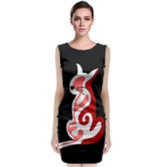 Red Abstract Cat Classic Sleeveless Midi Dress by Valentinaart