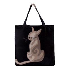 Brown Abstract Cat Grocery Tote Bag by Valentinaart