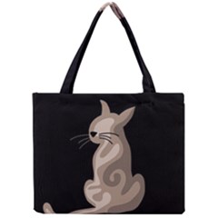 Brown Abstract Cat Mini Tote Bag by Valentinaart