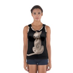 Brown Abstract Cat Women s Sport Tank Top  by Valentinaart