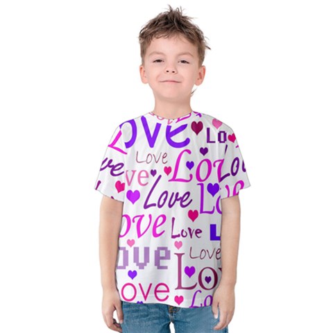 Love Pattern Kids  Cotton Tee by Valentinaart