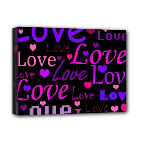 Love Pattern 2 Deluxe Canvas 16  X 12   by Valentinaart