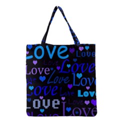 Blue Love Pattern Grocery Tote Bag by Valentinaart