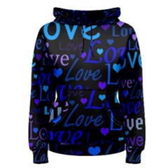 Blue Love Pattern Women s Pullover Hoodie by Valentinaart