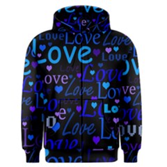 Blue Love Pattern Men s Zipper Hoodie by Valentinaart