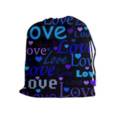 Blue Love Pattern Drawstring Pouches (extra Large) by Valentinaart