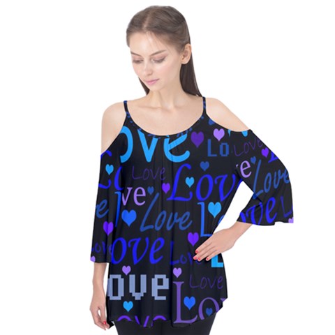 Blue Love Pattern Flutter Tees by Valentinaart