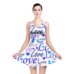 Blue And Purple Love Pattern Reversible Skater Dress by Valentinaart