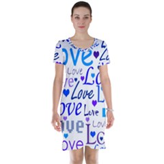 Blue And Purple Love Pattern Short Sleeve Nightdress by Valentinaart