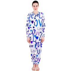 Blue And Purple Love Pattern Onepiece Jumpsuit (ladies)  by Valentinaart