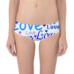 Blue And Purple Love Pattern Classic Bikini Bottoms by Valentinaart