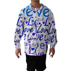 Blue And Purple Love Pattern Hooded Wind Breaker (kids) by Valentinaart