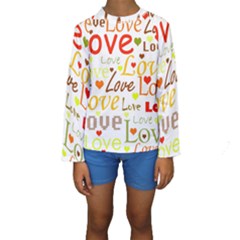 Valentine s Day Pattern Kids  Long Sleeve Swimwear by Valentinaart