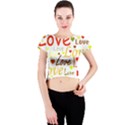 Valentine s day pattern Crew Neck Crop Top View1