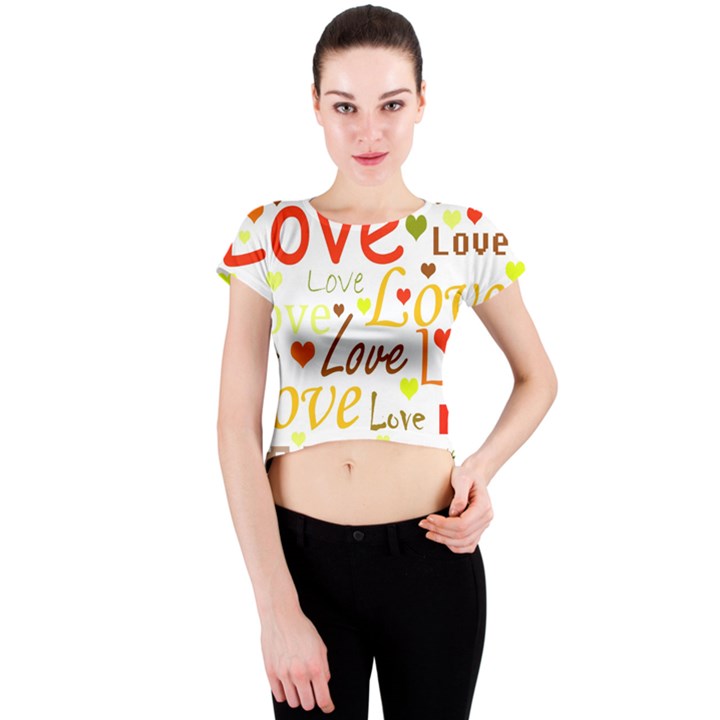 Valentine s day pattern Crew Neck Crop Top