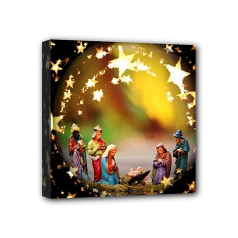 Christmas Crib Virgin Mary Joseph Jesus Christ Three Kings Baby Infant Jesus 4000 Mini Canvas 4  X 4  by yoursparklingshop