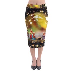 Christmas Crib Virgin Mary Joseph Jesus Christ Three Kings Baby Infant Jesus 4000 Midi Pencil Skirt by yoursparklingshop