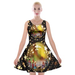 Christmas Crib Virgin Mary Joseph Jesus Christ Three Kings Baby Infant Jesus 4000 Velvet Skater Dress