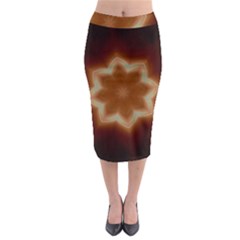 Christmas Flower Star Light Kaleidoscopic Design Midi Pencil Skirt by yoursparklingshop