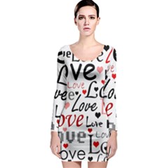 Love Pattern - Red Long Sleeve Bodycon Dress by Valentinaart