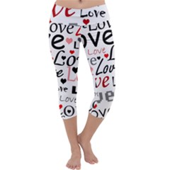 Love Pattern - Red Capri Yoga Leggings