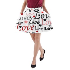 Love Pattern - Red A-line Pocket Skirt by Valentinaart