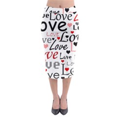 Love Pattern - Red Midi Pencil Skirt by Valentinaart