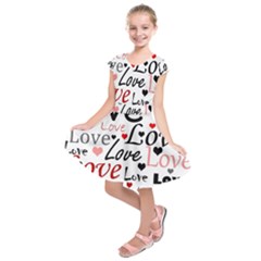 Love Pattern - Red Kids  Short Sleeve Dress by Valentinaart