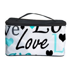 Love Pattern - Cyan Cosmetic Storage Case by Valentinaart