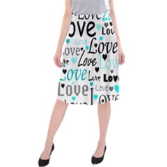 Love Pattern - Cyan Midi Beach Skirt by Valentinaart