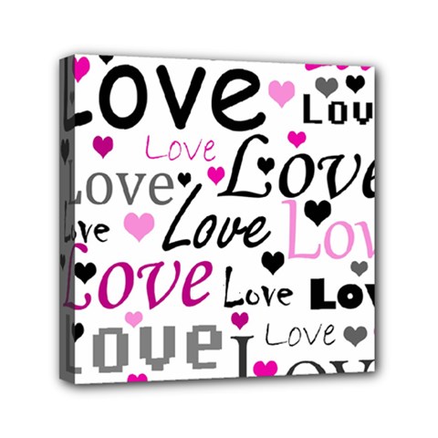 Love Pattern - Magenta Mini Canvas 6  X 6  by Valentinaart