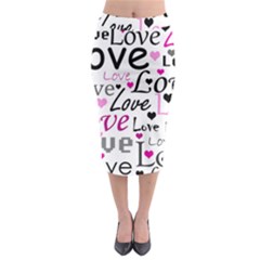 Love Pattern - Magenta Midi Pencil Skirt by Valentinaart