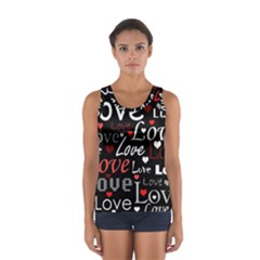 Red Love Pattern Women s Sport Tank Top  by Valentinaart