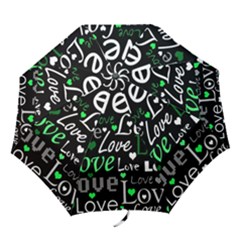 Green Valentine s Day Pattern Folding Umbrellas by Valentinaart