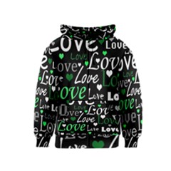 Green Valentine s Day Pattern Kids  Zipper Hoodie by Valentinaart