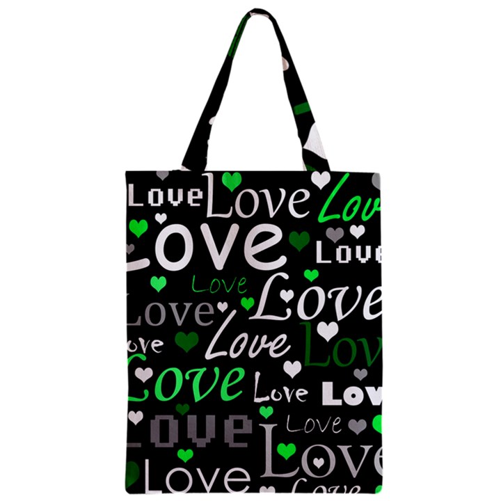 Green Valentine s day pattern Zipper Classic Tote Bag