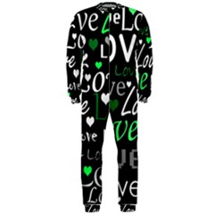 Green Valentine s Day Pattern Onepiece Jumpsuit (men)  by Valentinaart