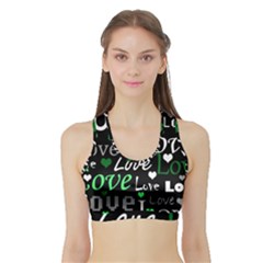 Green Valentine s Day Pattern Sports Bra With Border by Valentinaart